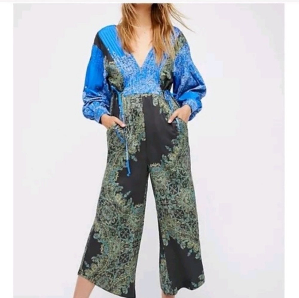 Free people blooming fields crop jumpsuit Large